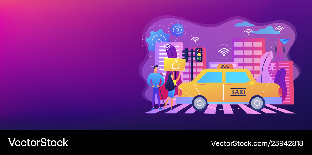 Intelligent Transportation System Concept Banner Vector Image