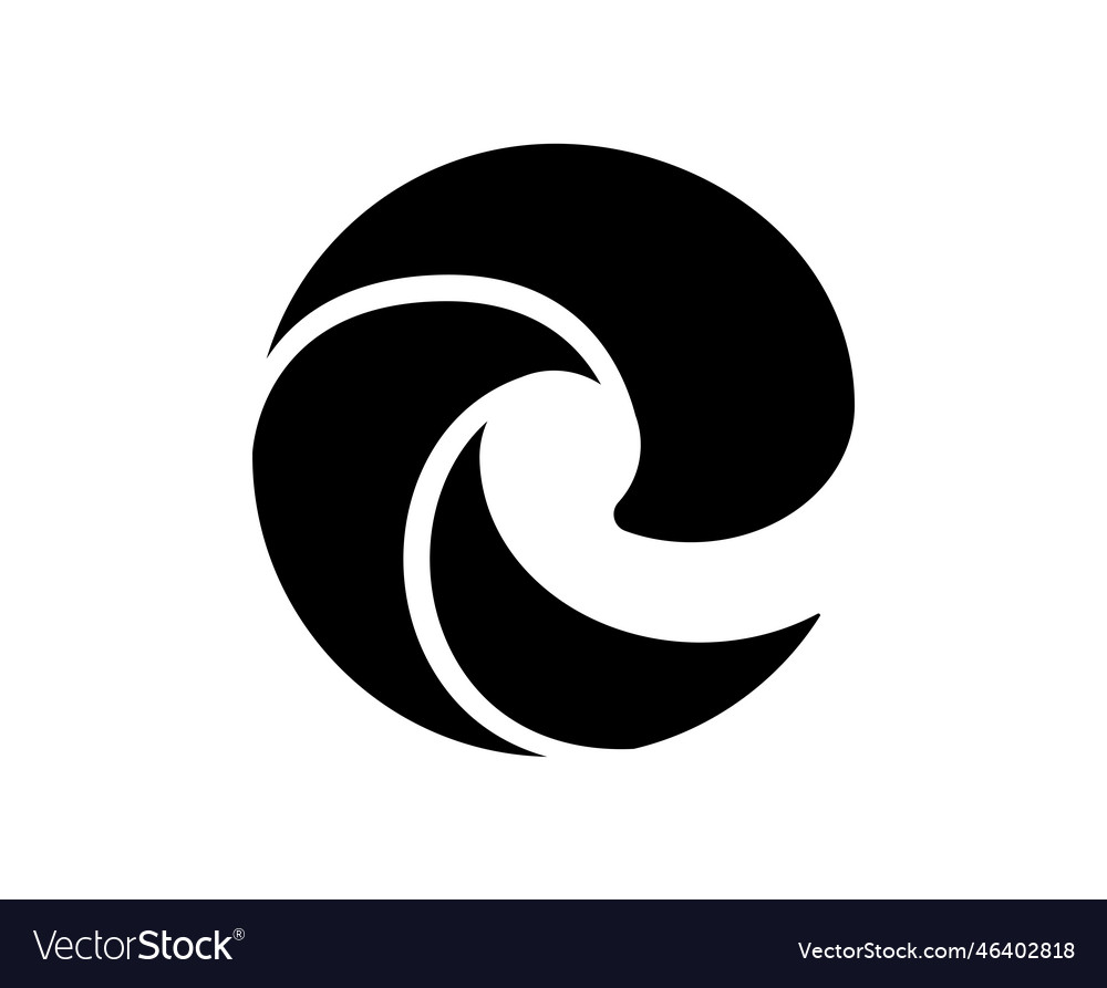 Microsoft Edge Browser Brand Logo Symbol Black Vector Image