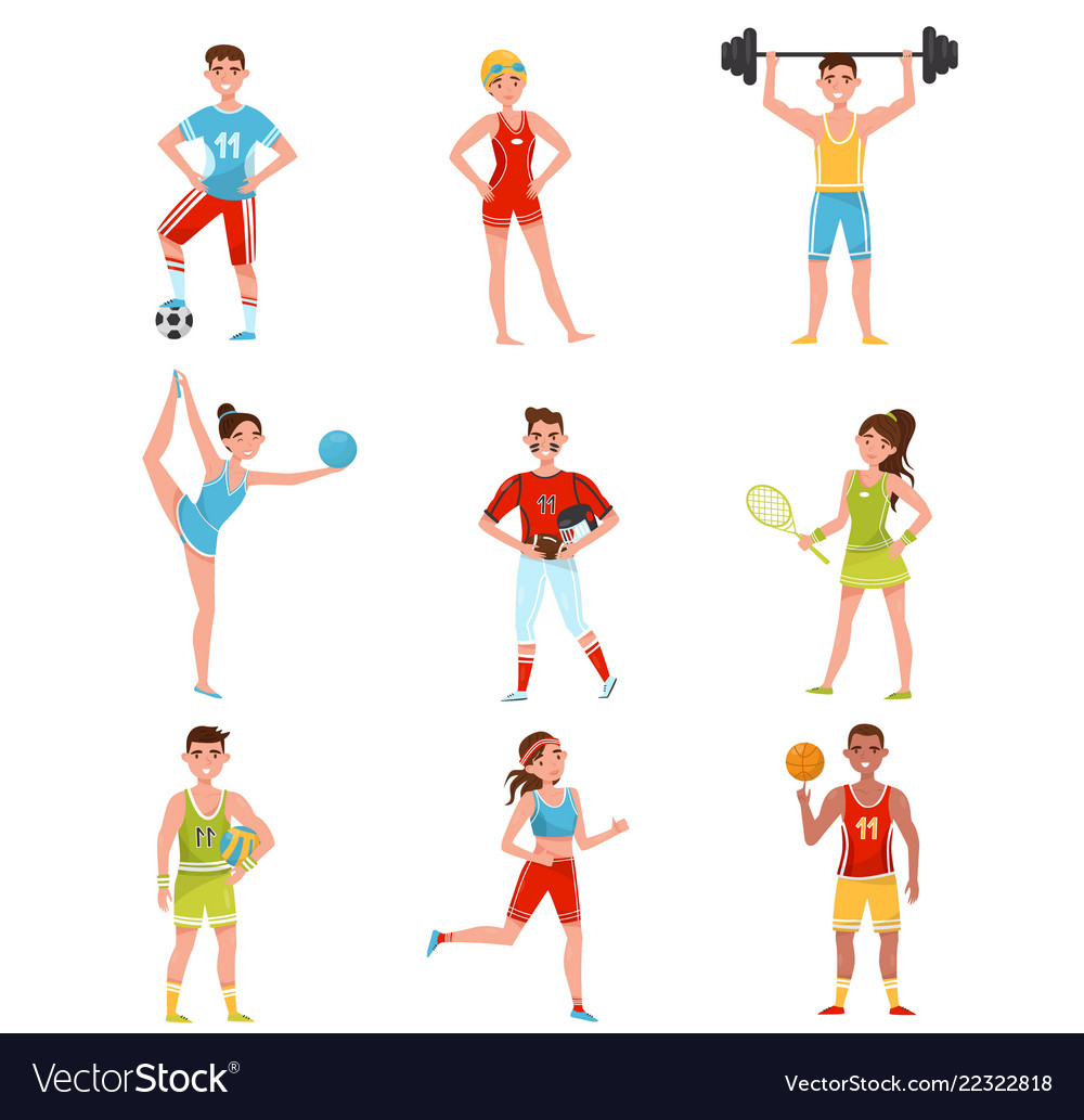 Professional sportsmen set players in soccer Vector Image