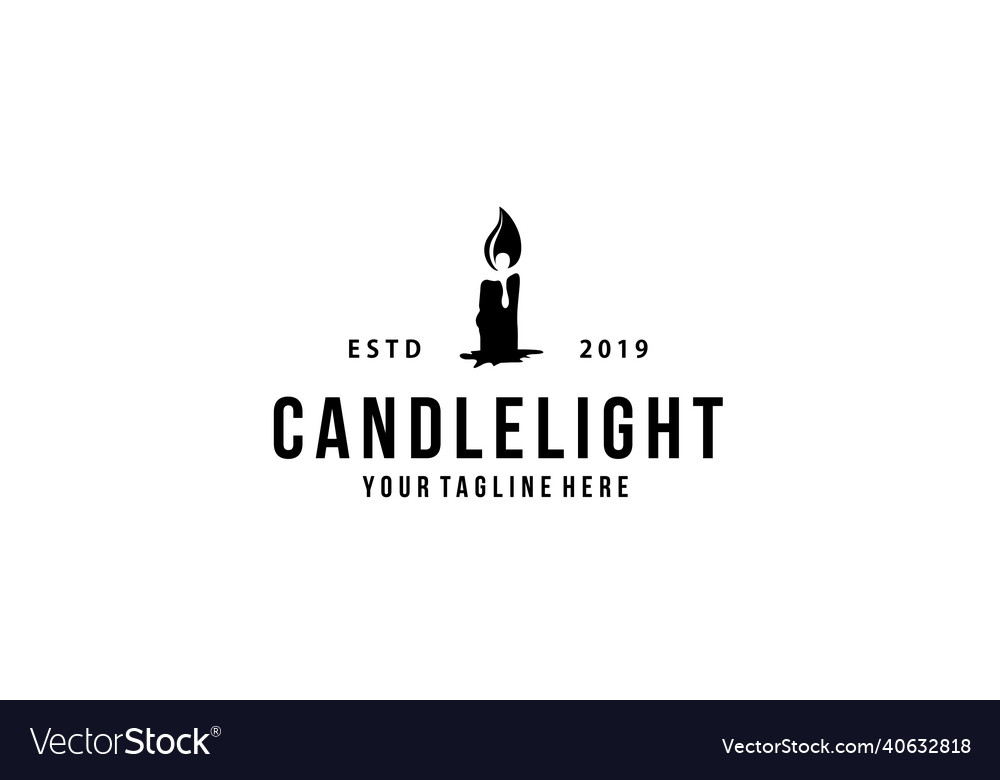 Simple vintage candle light flame logo design illu