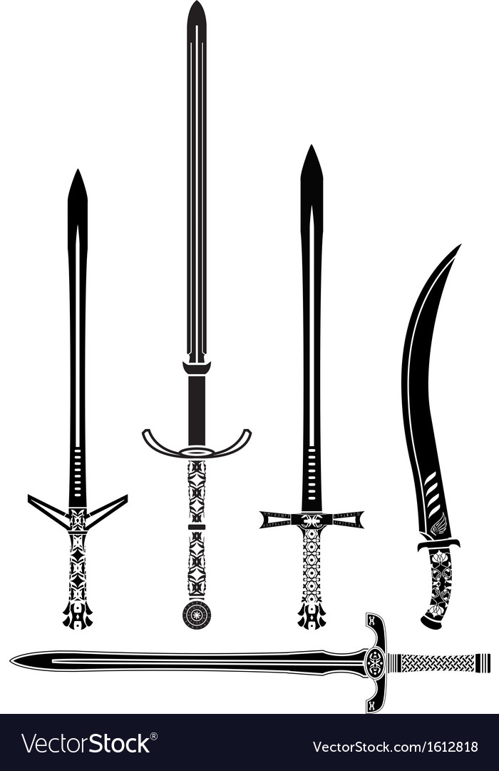 Stencils medieval swords Royalty Free Vector Image