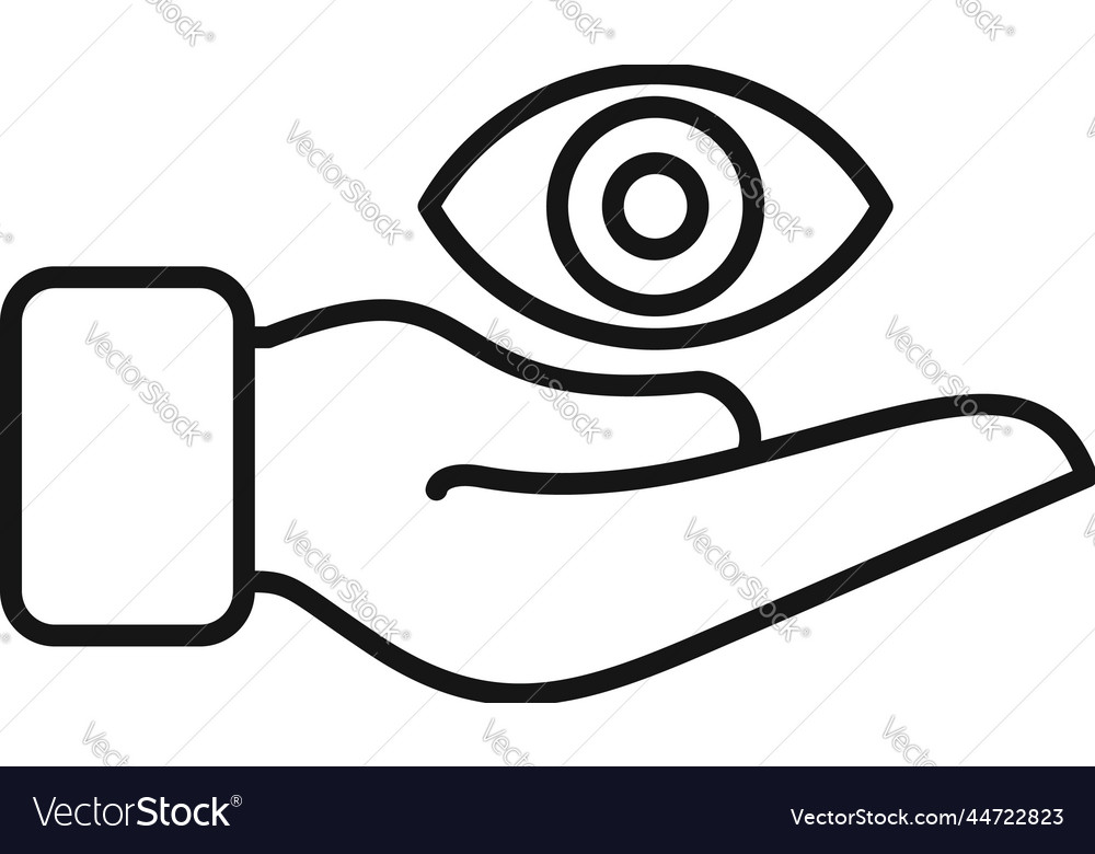 Care eye icon outline optical clinic Royalty Free Vector