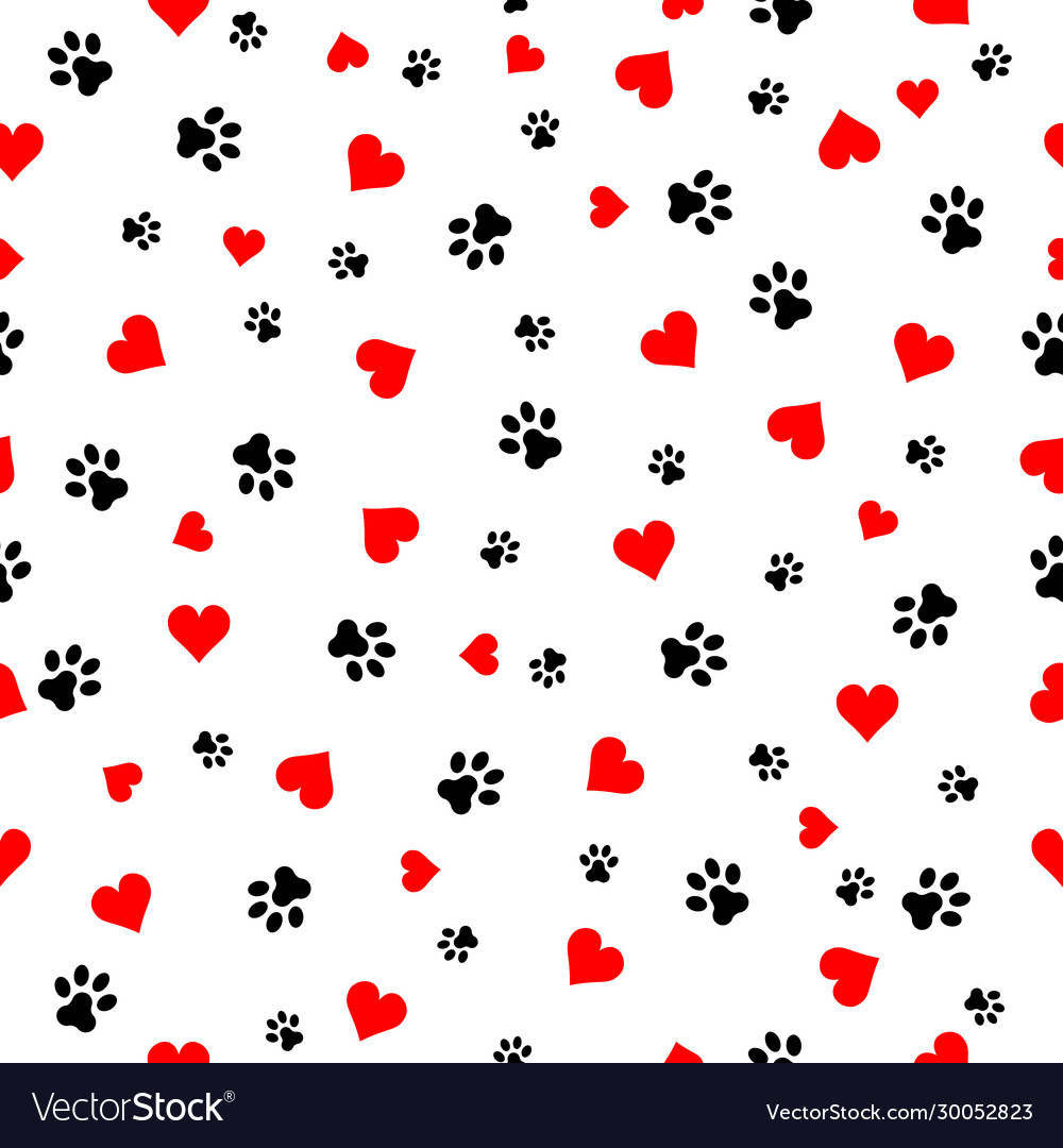 Dog paw cat paw heart love puppy foot print Vector Image