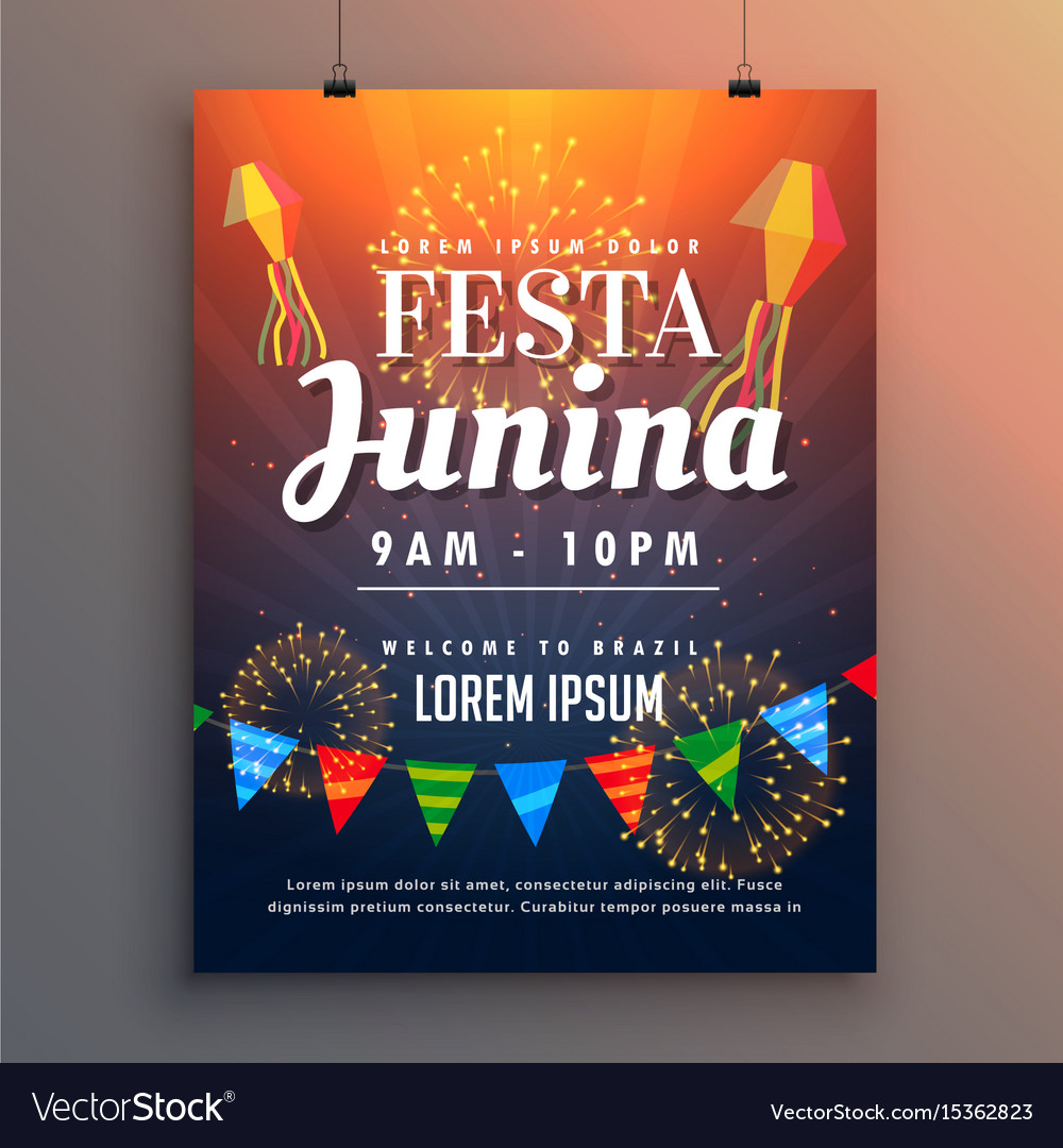 festa junina party invitation flyer design with vector image