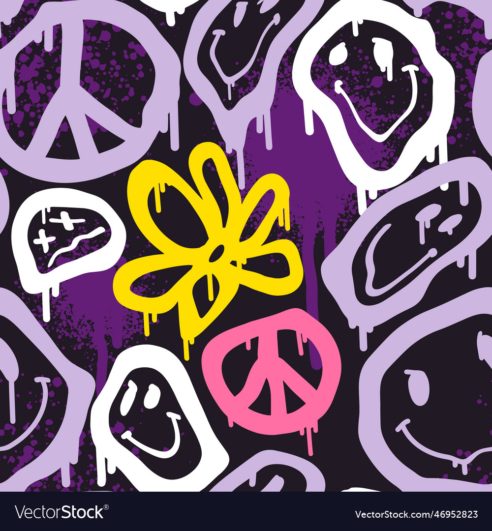 Groovy smile seamless pattern in urban street art Vector Image