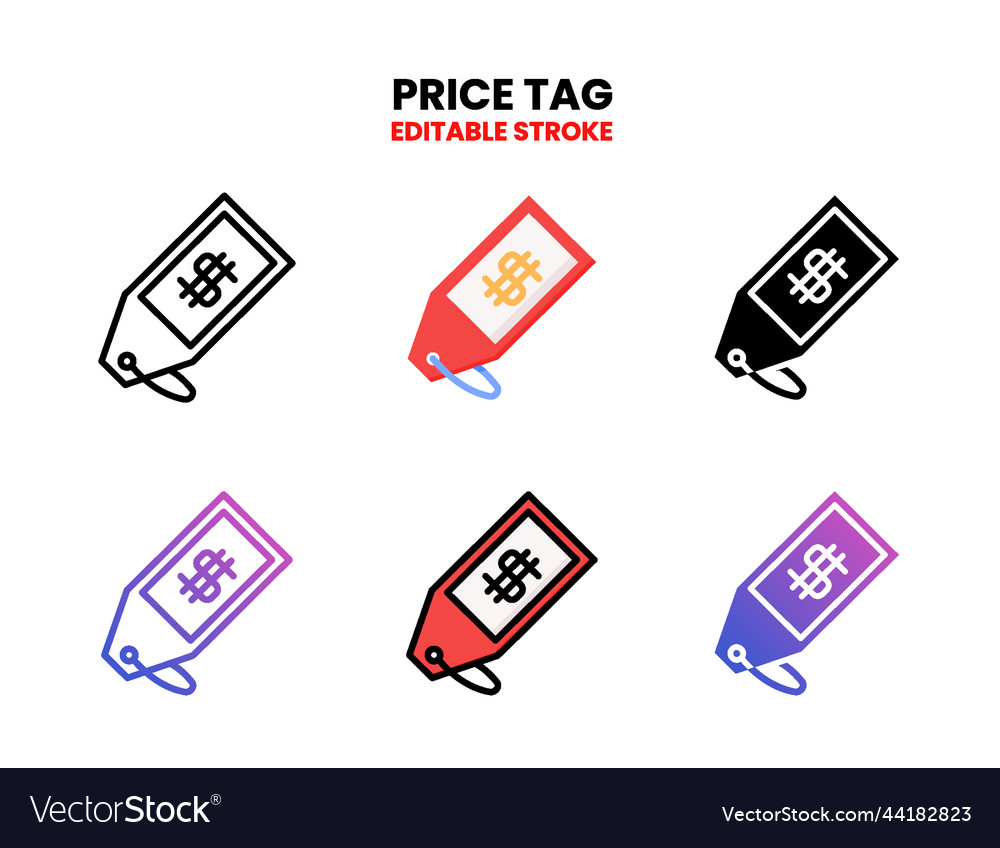 Price tag icon set with different styles