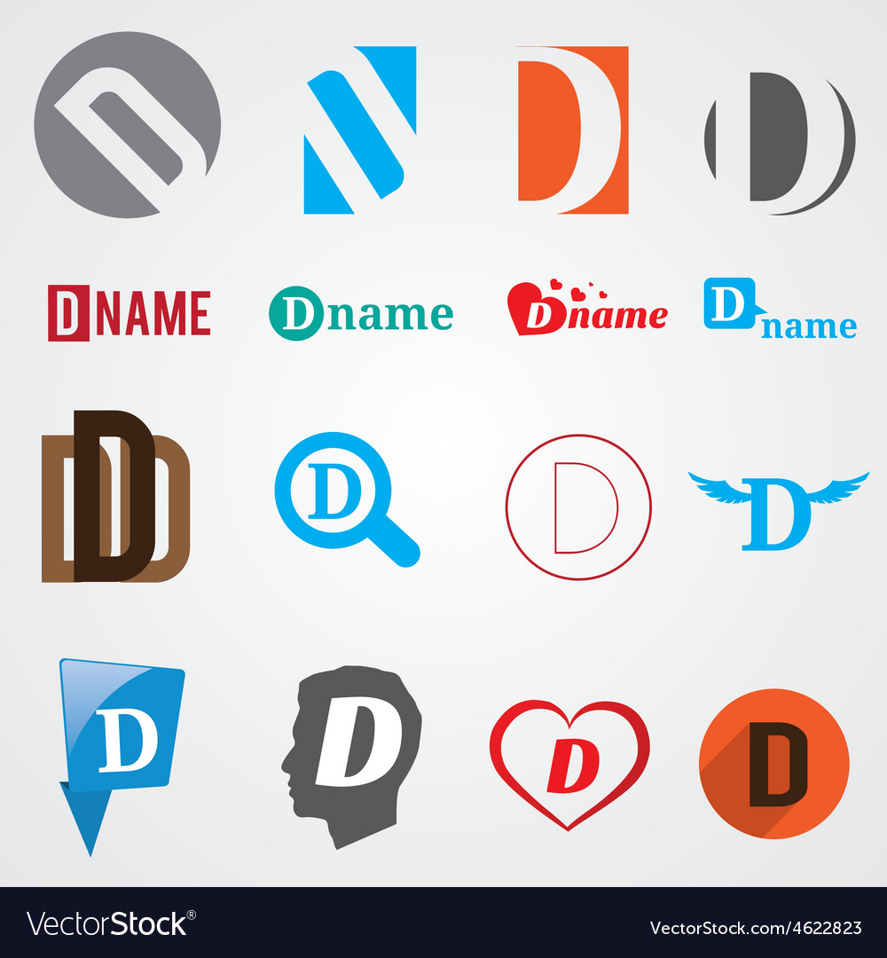 Set of alphabet symbols letter d Royalty Free Vector Image