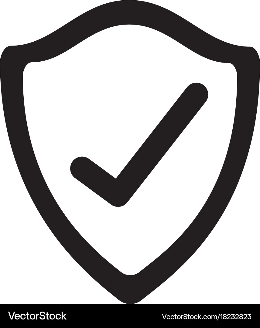 Shield checkmark protect security insignia Vector Image
