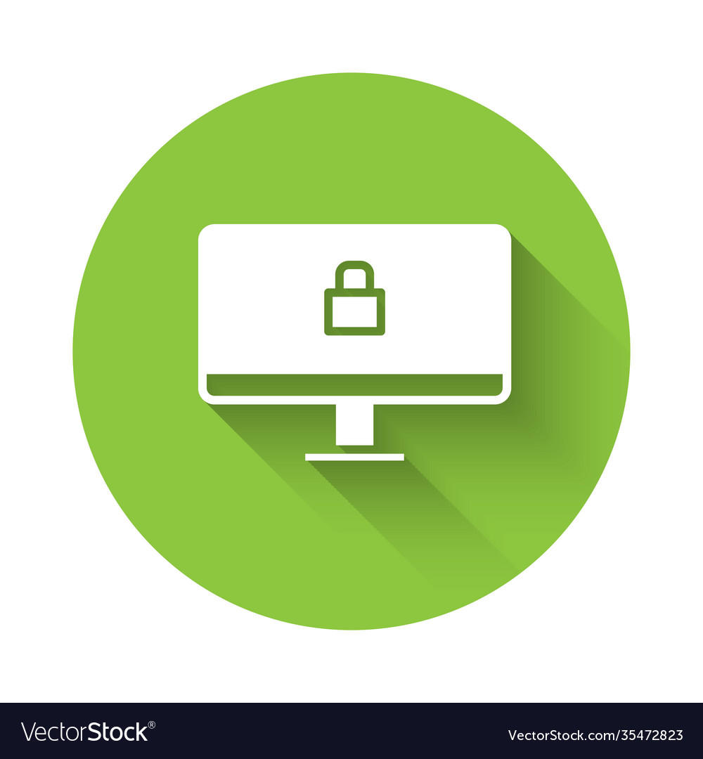 White lock on computer monitor screen icon Vector Image