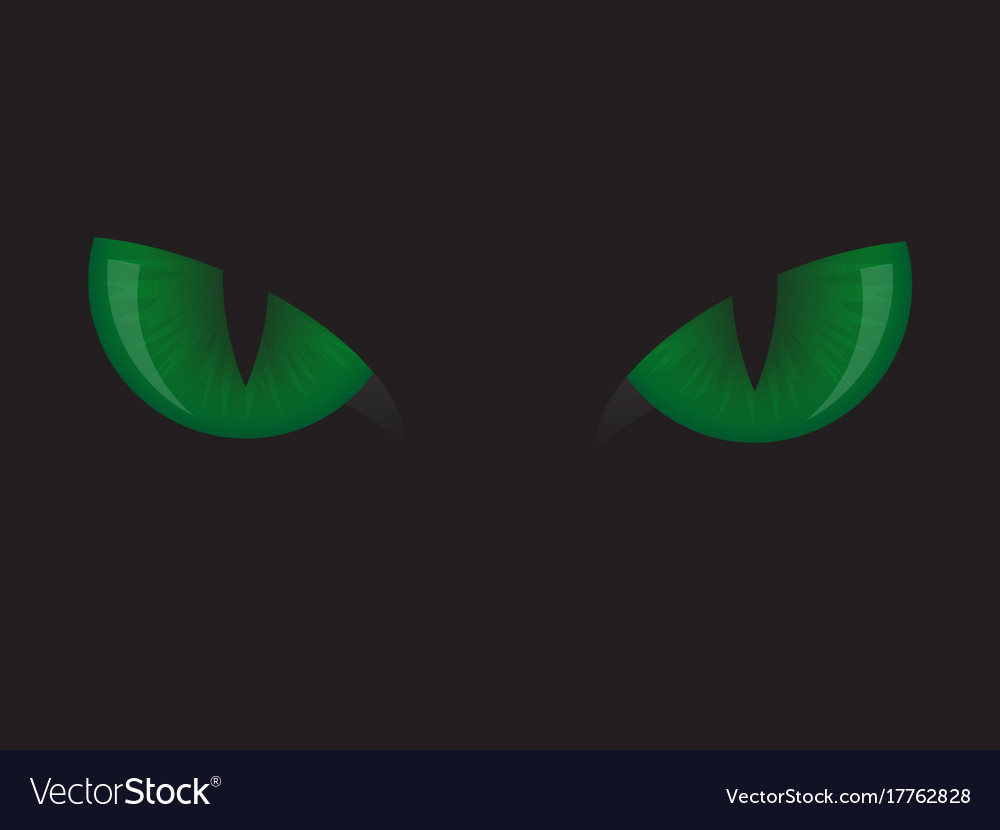 Green Cat Eyes In The Dark