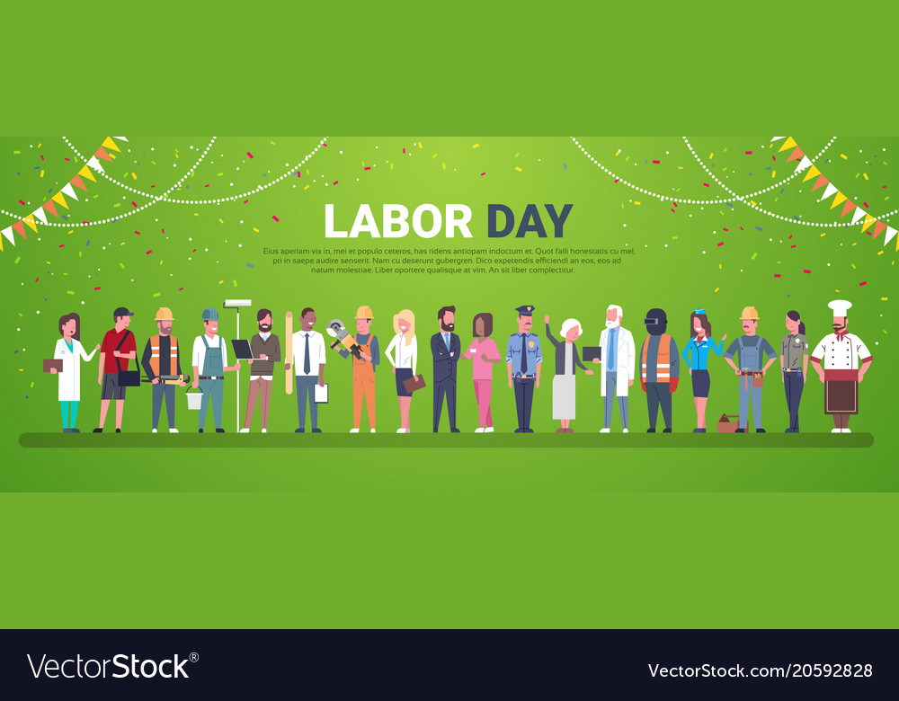 Labor Day Decoration Poster With People Of Vector Image