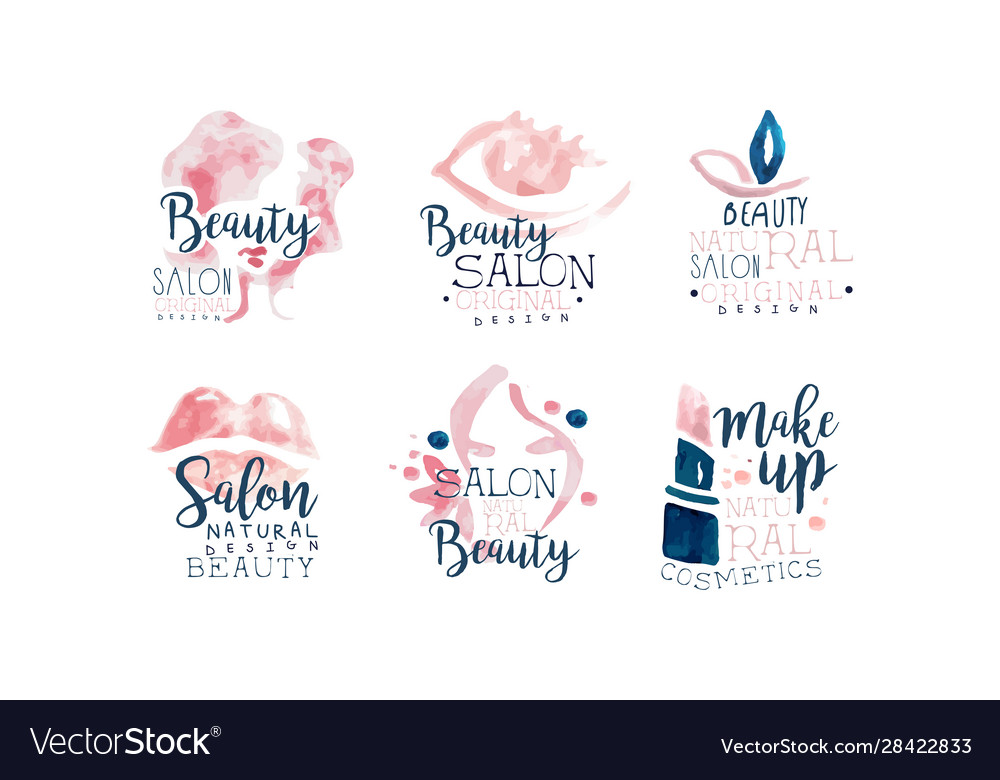 Beauty salon logo or labels design set