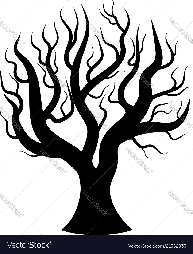 bare tree black and white clipart