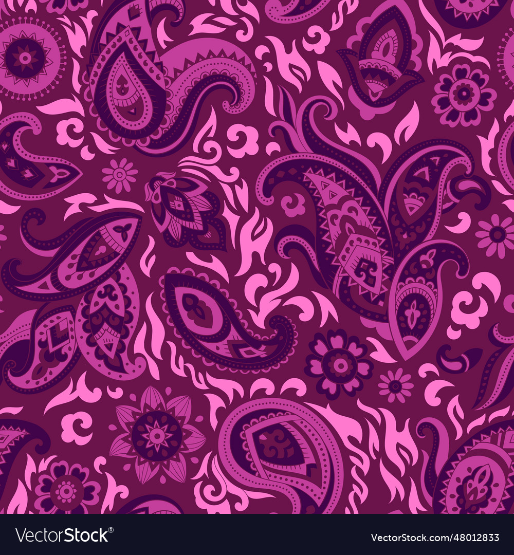 Bohemian indian paisley seamless print Royalty Free Vector