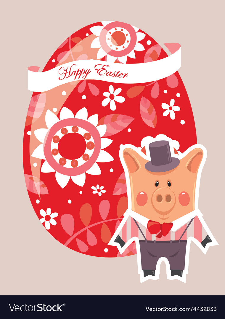 Easter egg background with pig