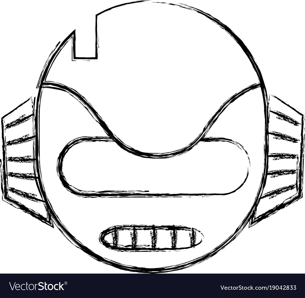 Figure Technology Robot Head With Ears And Mouth Vector Image