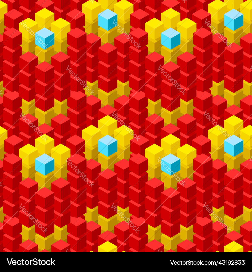 Seamless pattern with geometric cubes colorful Vector Image