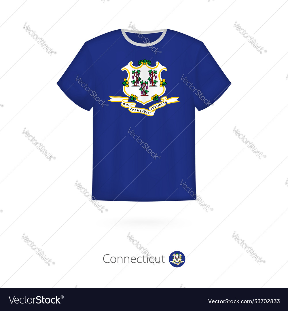 T-shirt design with flag connecticut us state Vector Image