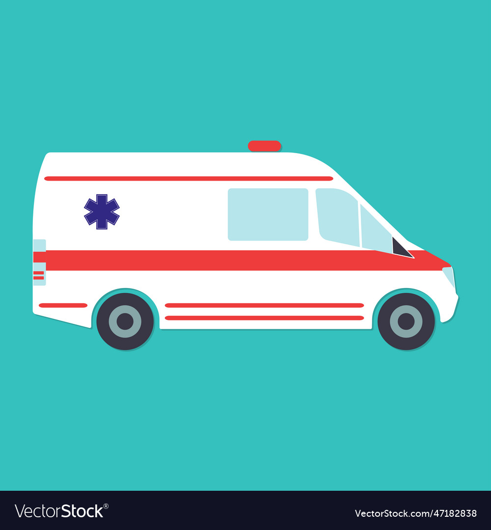 Ambulance icon car in flat style Royalty Free Vector Image