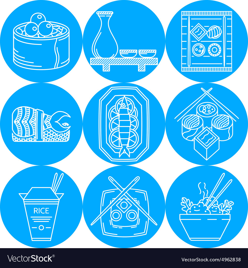 Asian food line icons