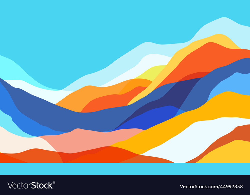 Color mountains translucent waves multicolor