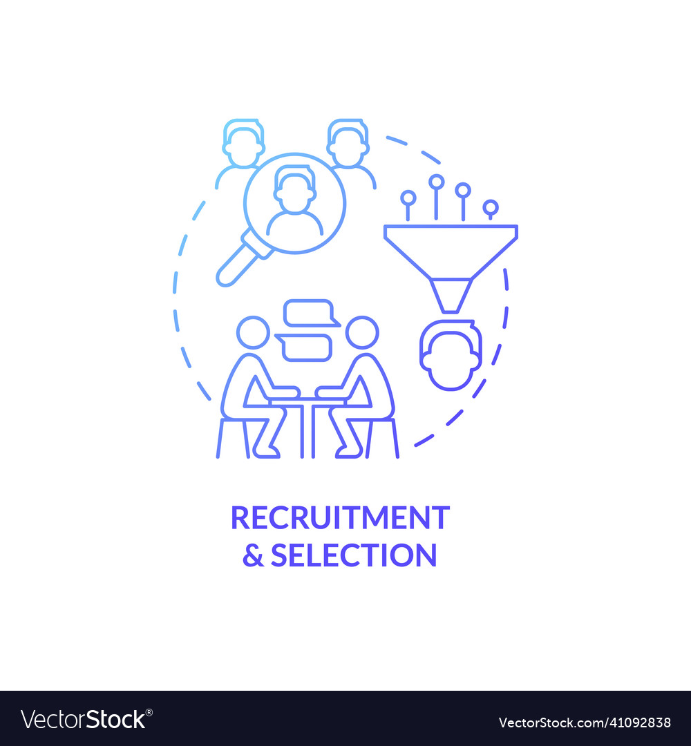 Recruitment and selection blue gradient concept Vector Image