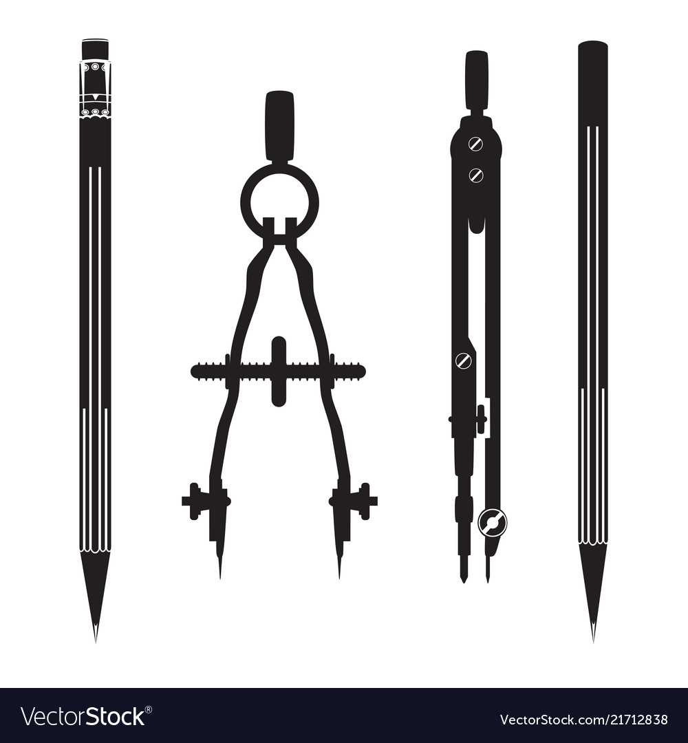 Premium Vector  Drawing compass and pencil sketch