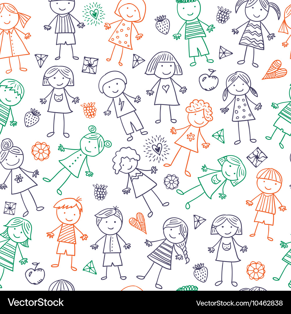Seamless pattern with kids Royalty Free Vector Image