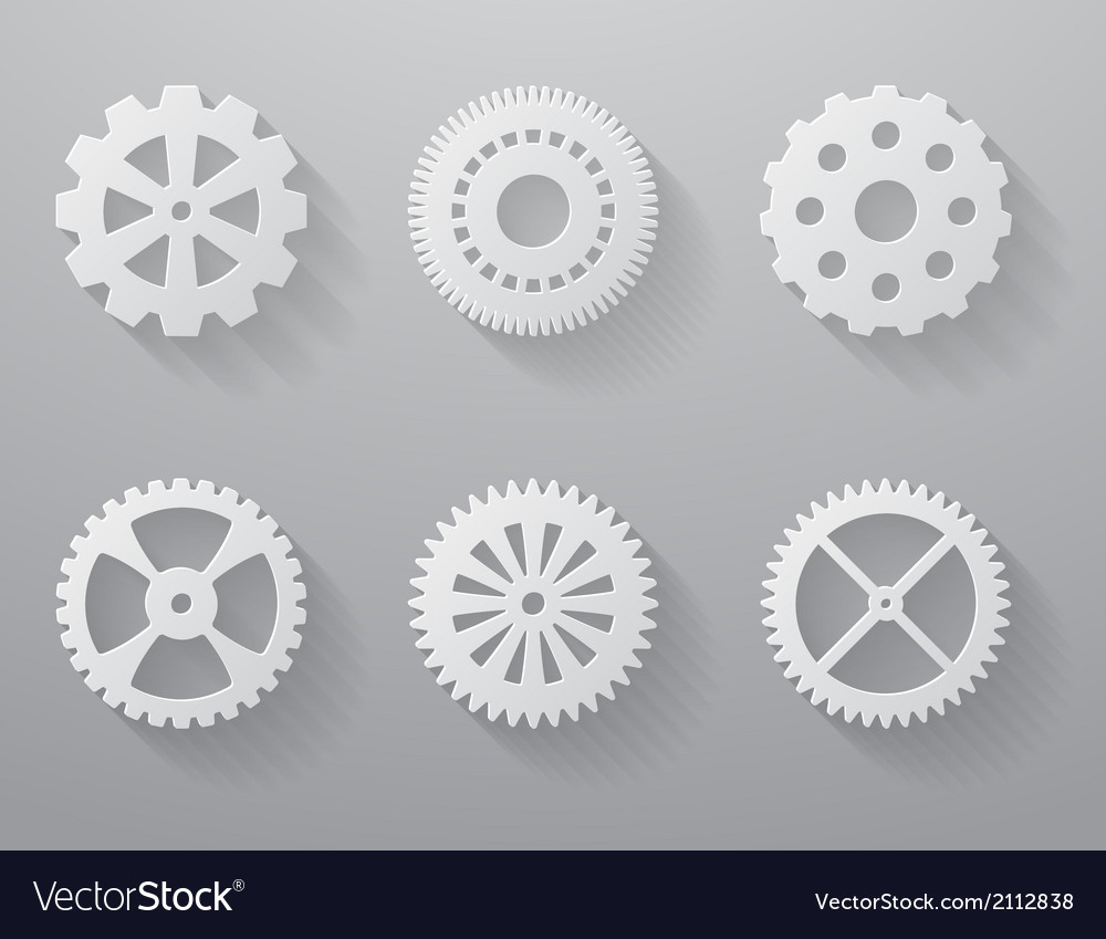 Set of paper gears Royalty Free Vector Image - VectorStock