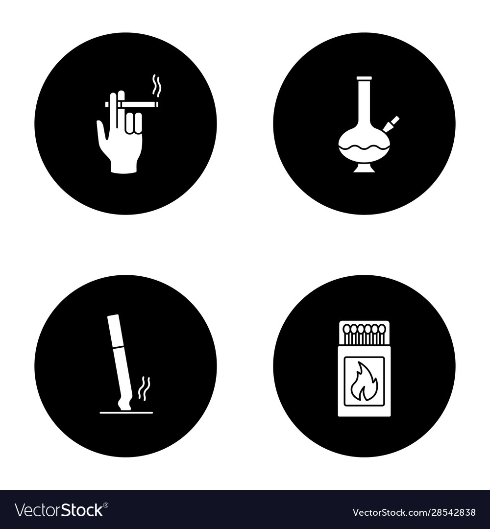 Smoking glyph icons set