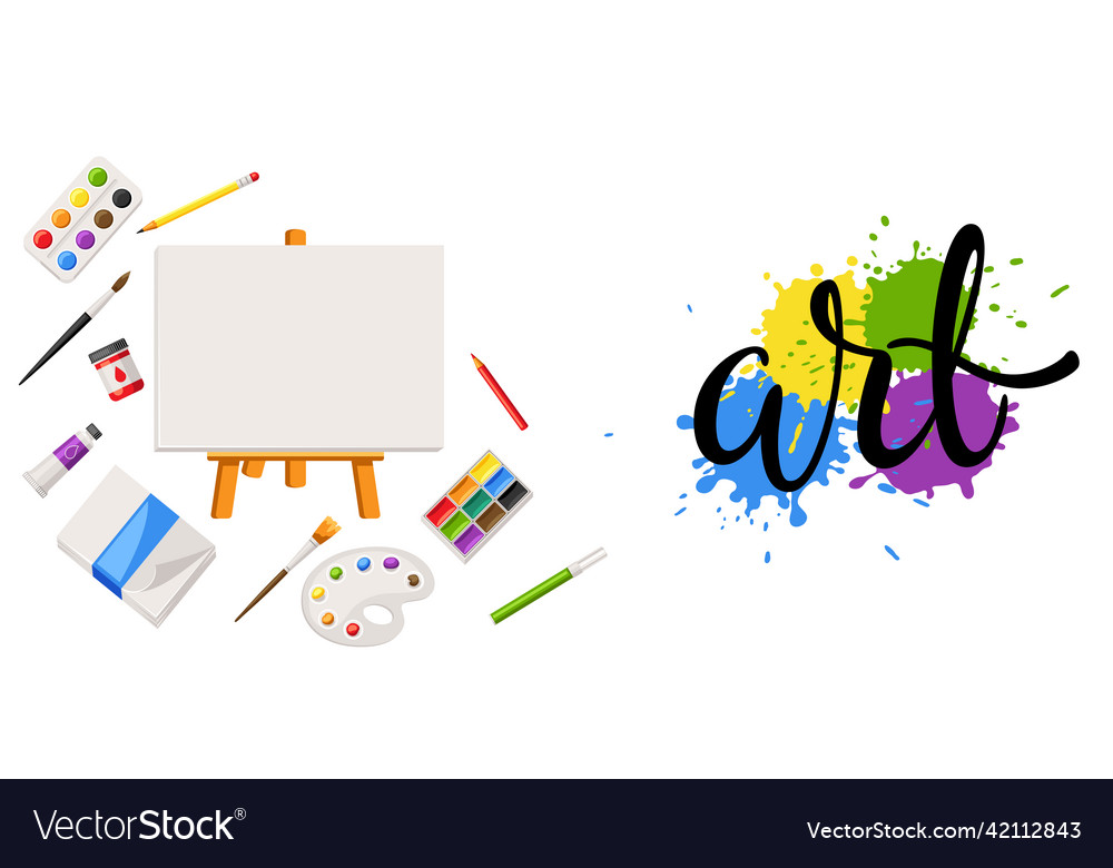 Background with painter tools and materials art