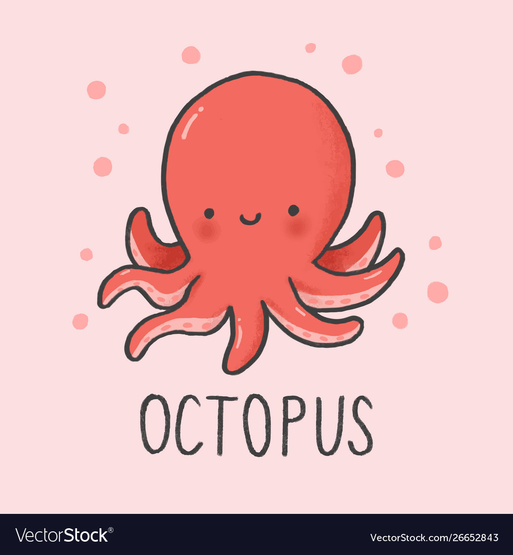 Cute octopus cartoon hand drawn style Royalty Free Vector