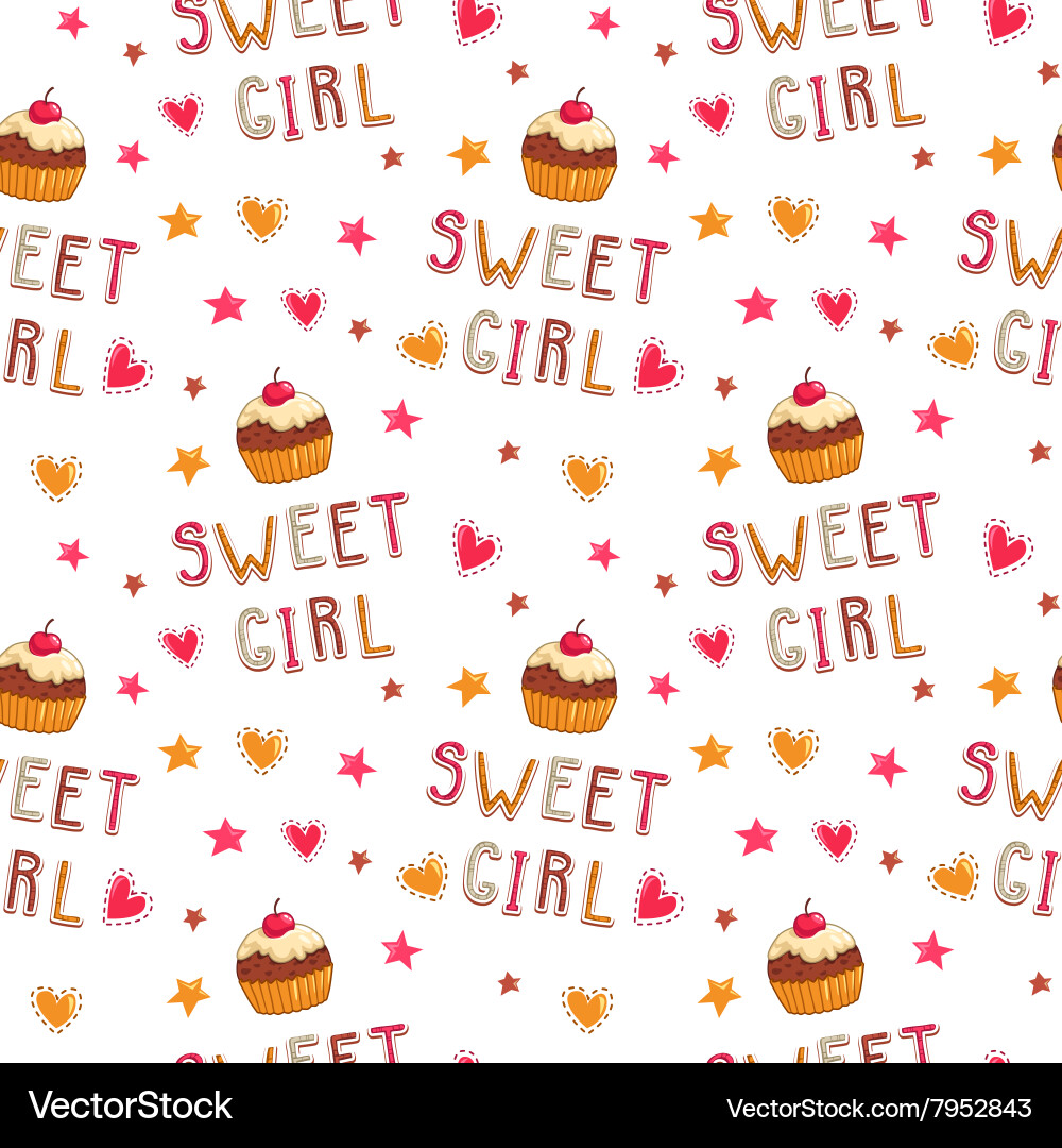 Cute seamless pattern with cupcakes Royalty Free Vector