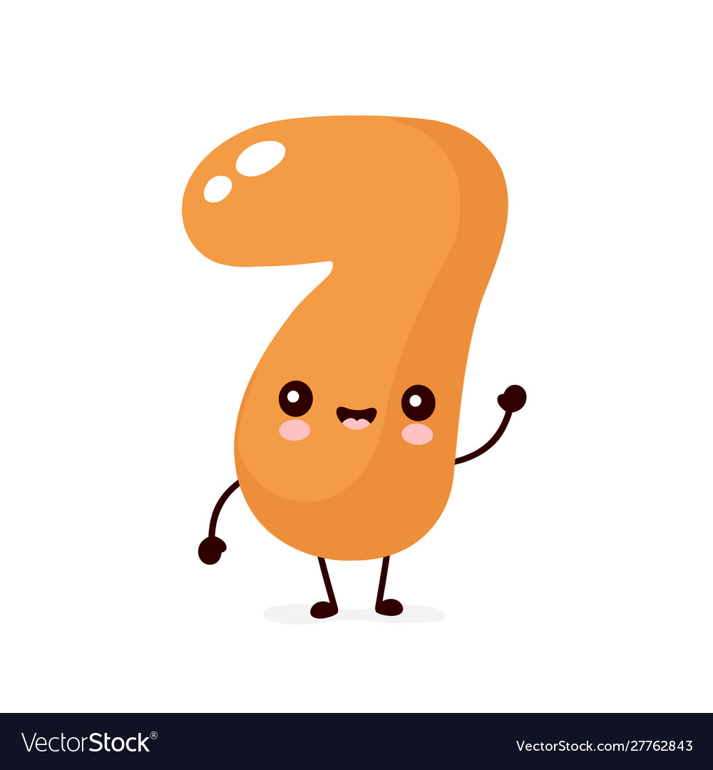 Cute smiling happy number 7 Royalty Free Vector Image