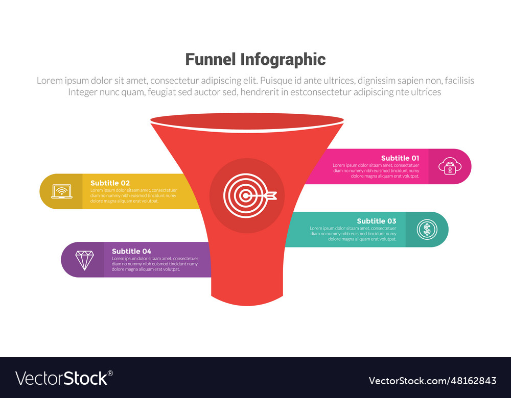 Funnel shape infographics template diagram Vector Image