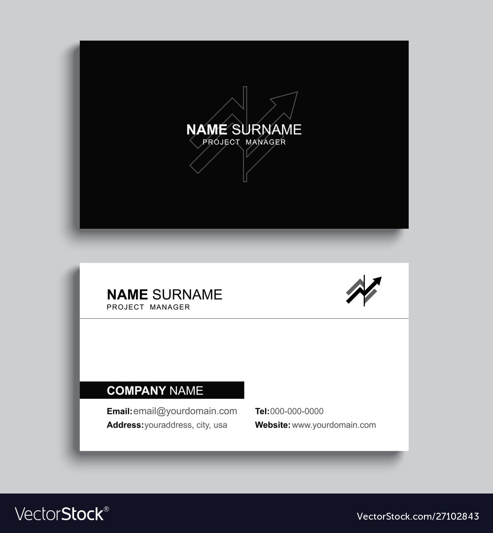 Minimal business card print template design black Vector Image