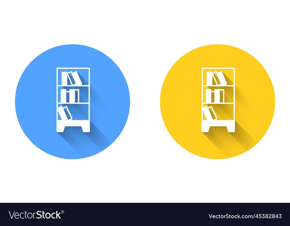 White library bookshelf icon isolated with long Vector Image
