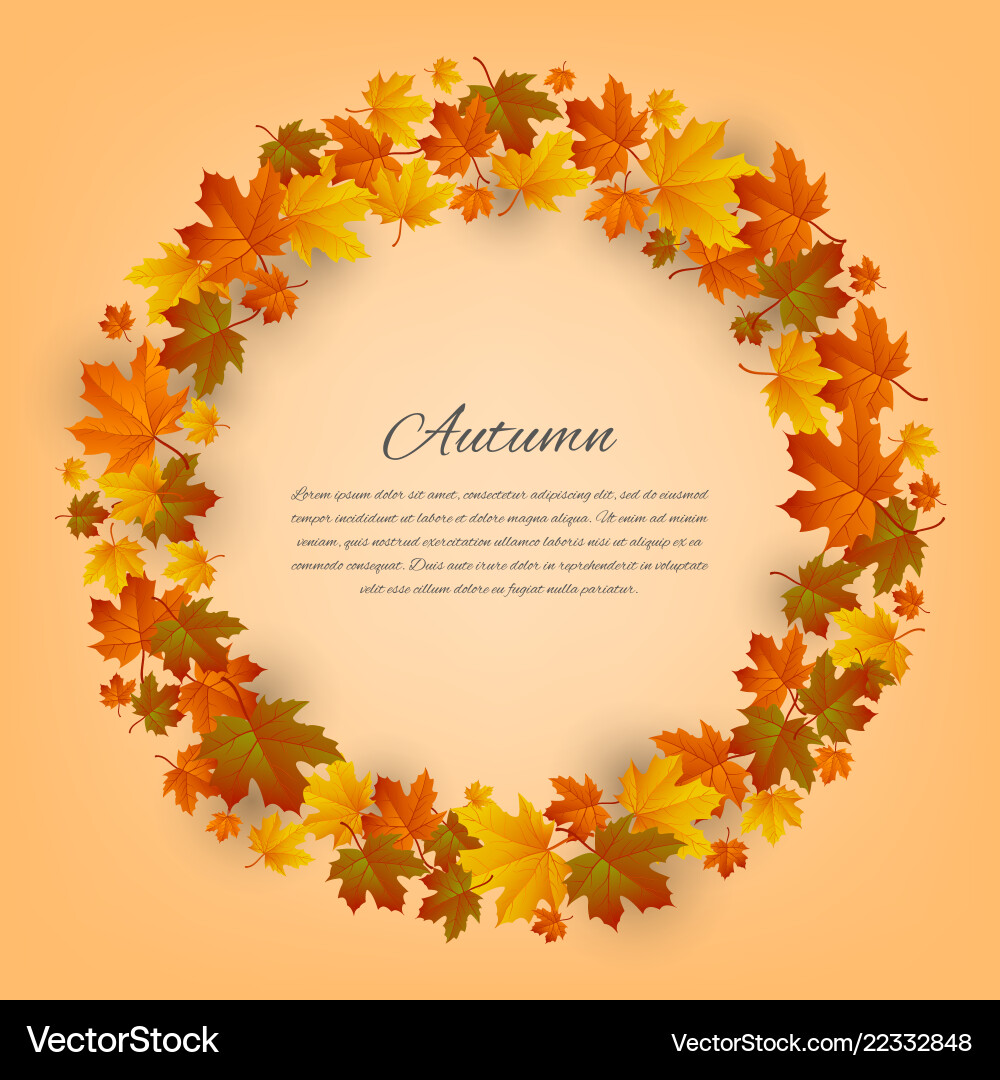 Autumnal round frame background with maple autumn Vector Image