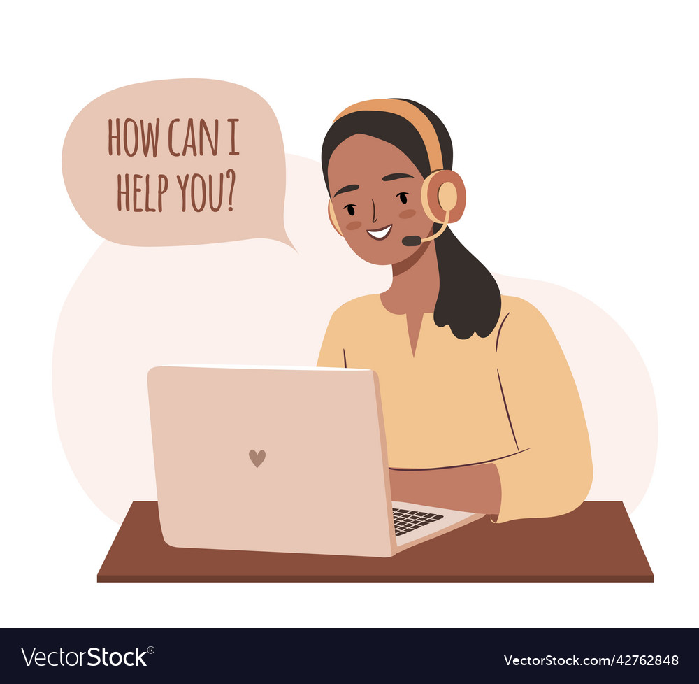 Customer service agent concept girl support rep Vector Image