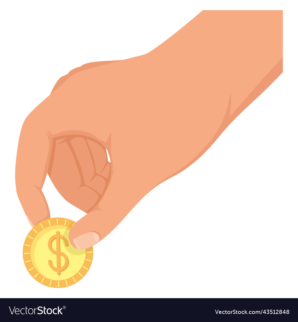 Hand giving charity coin