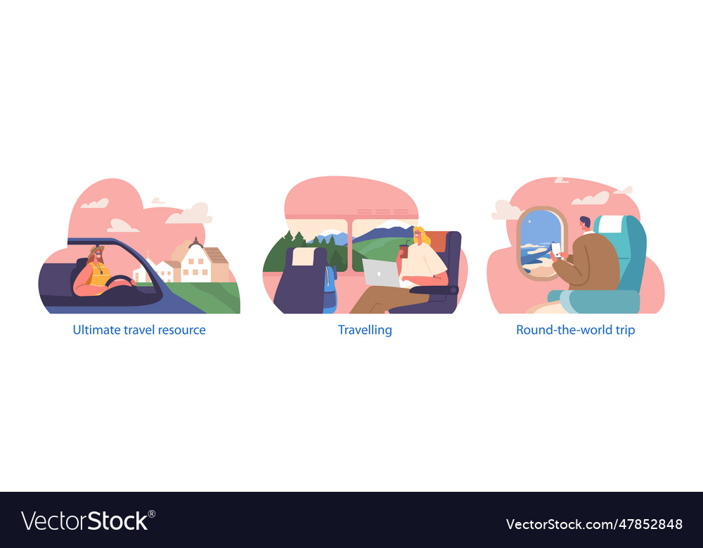 Isolated elements with characters traveling