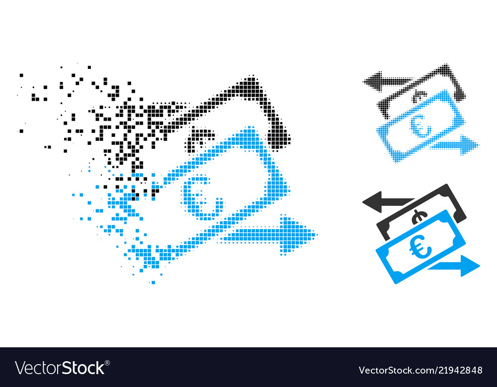 Moving Dotted Halftone Euro Currency Exchange Icon Moving Dotted Halftone Euro Currency Exchange Icon Vector Image
