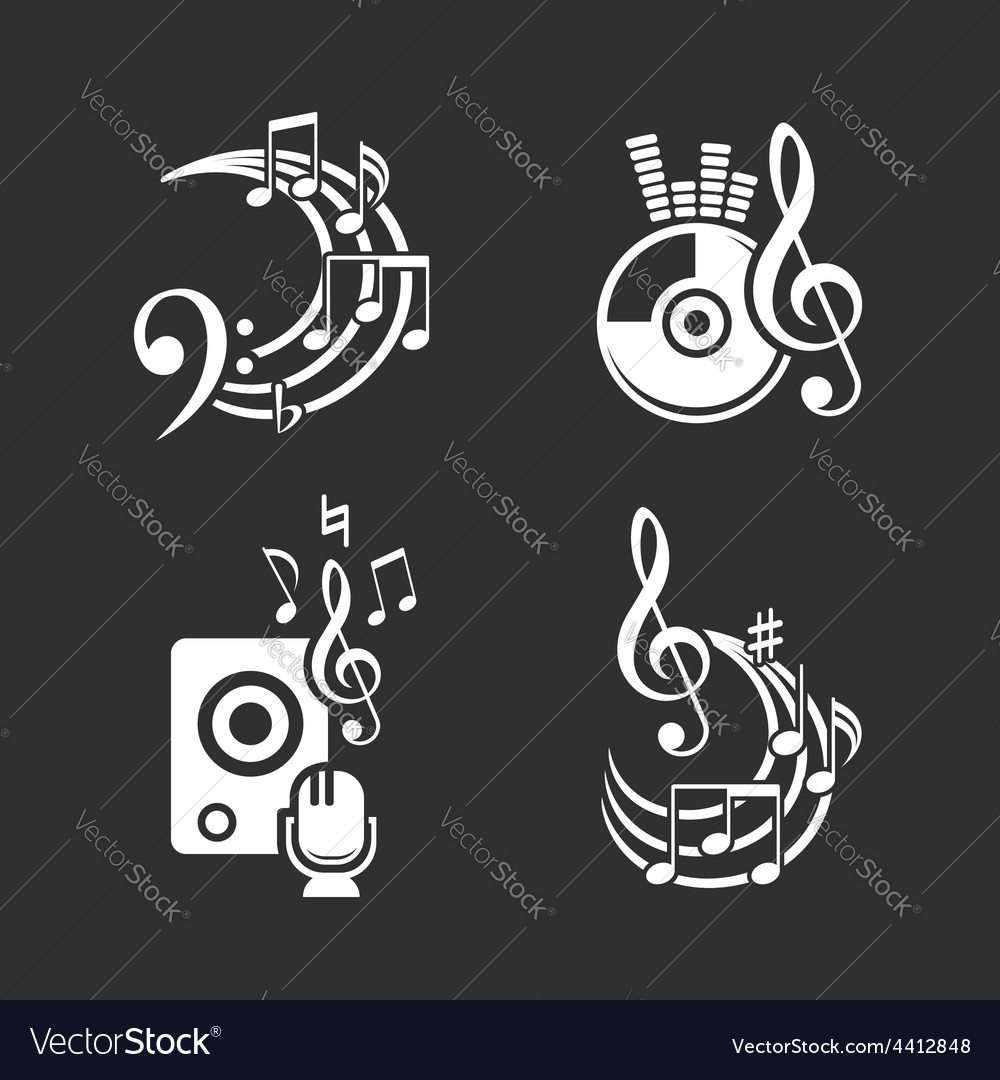 Music design elements and note icons set