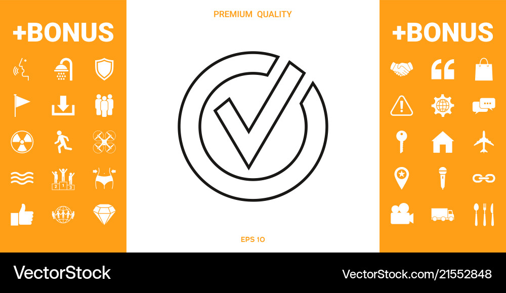 Rounded check mark line icon Royalty Free Vector Image