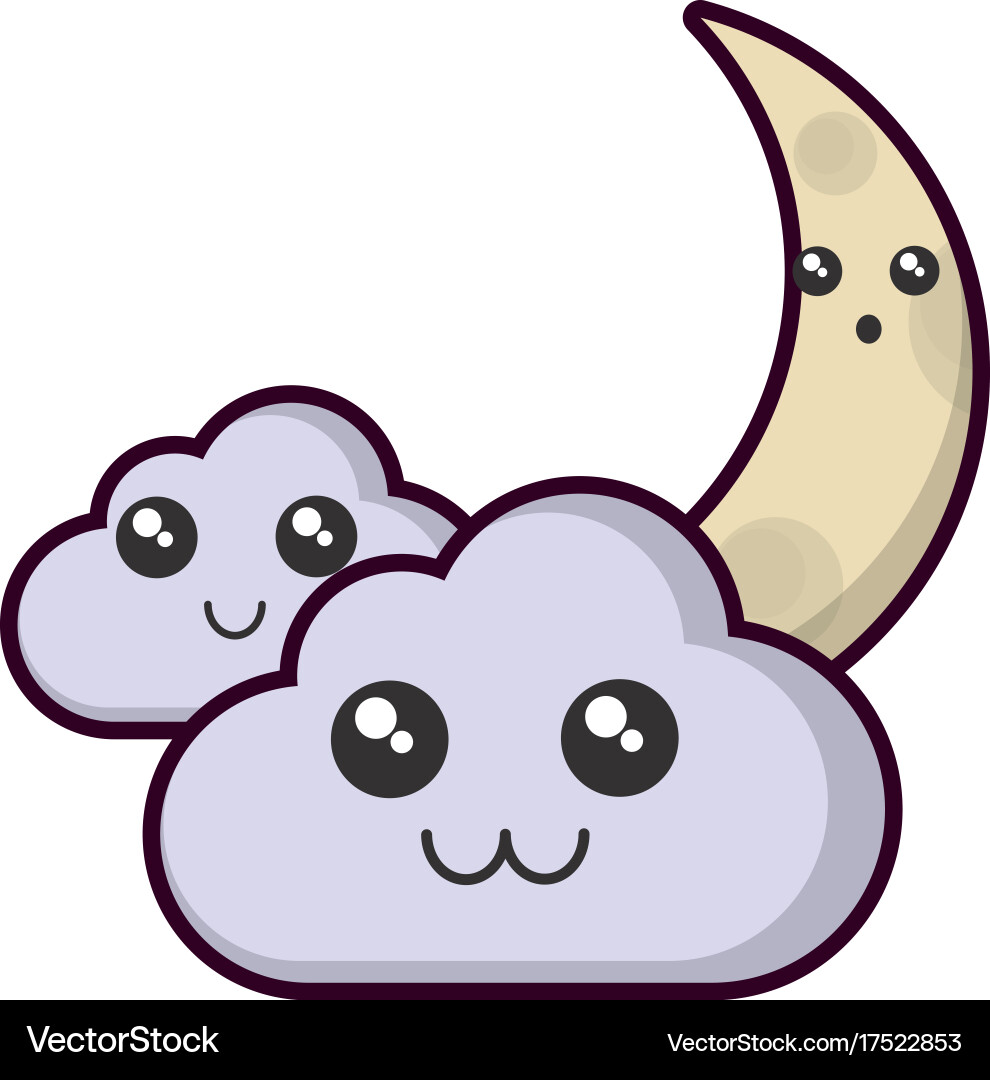 Moon and cloud icon Royalty Free Vector Image - VectorStock