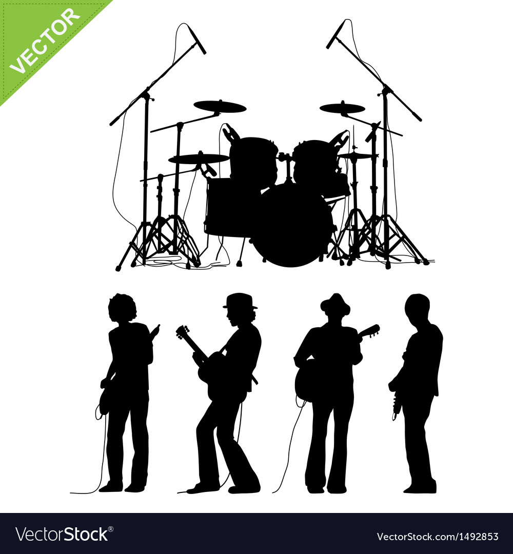 Musicians and drums silhouettes Royalty Free Vector Image