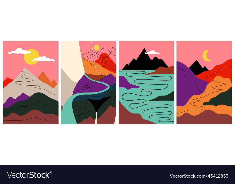 With mountains rivers abstract woman body Vector Image