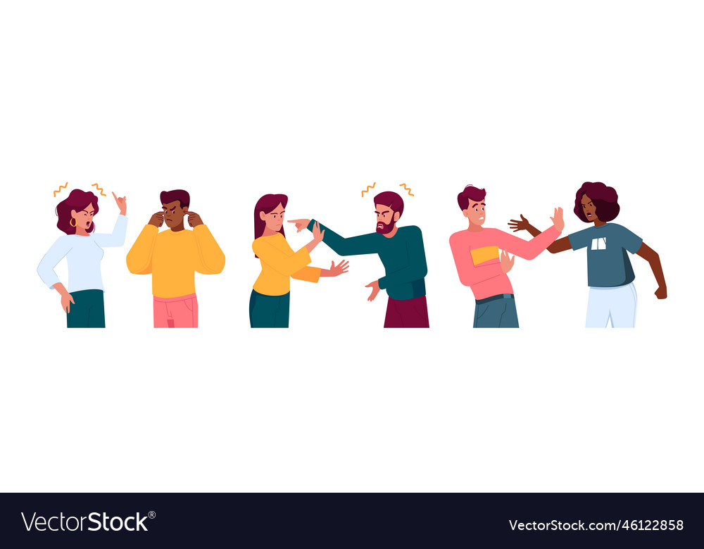 Angry men and women arguing fight expressing Vector Image