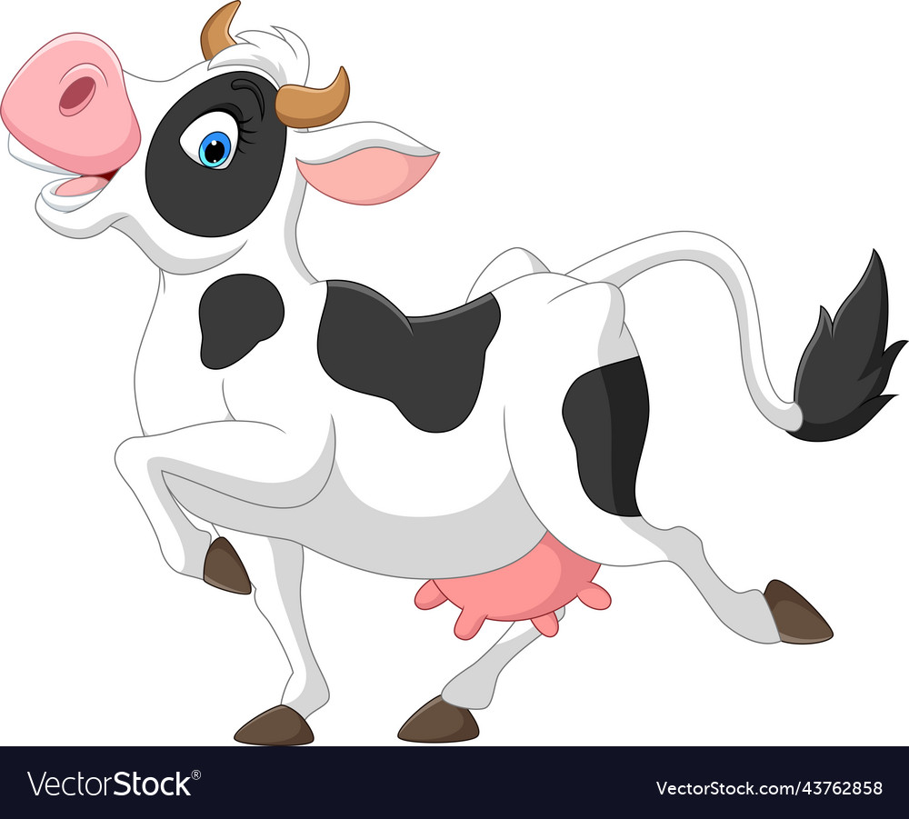 Happy cartoon cow isolated on white background Vector Image