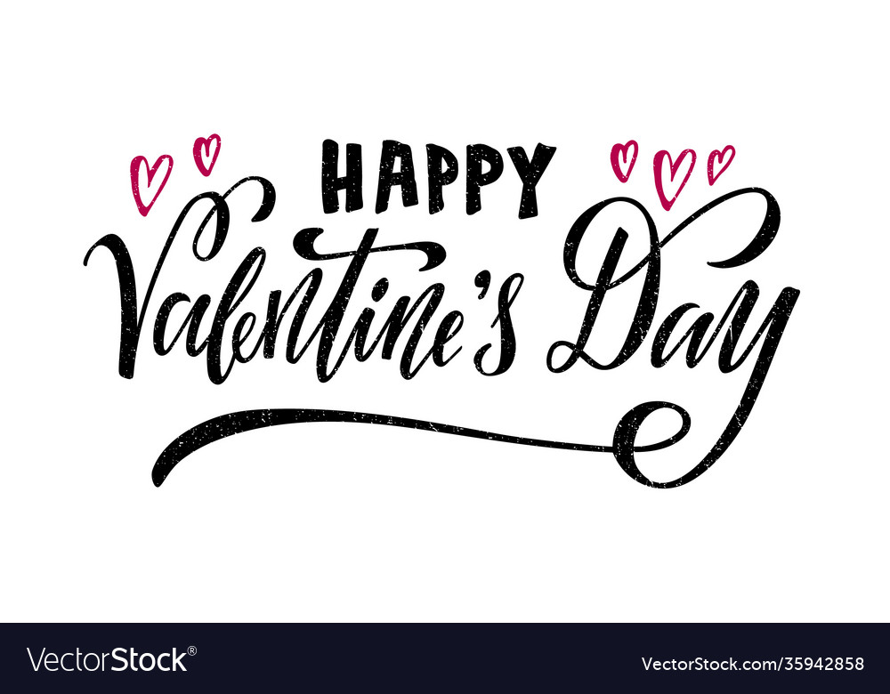 Happy valentines day black handwritten lettering Vector Image